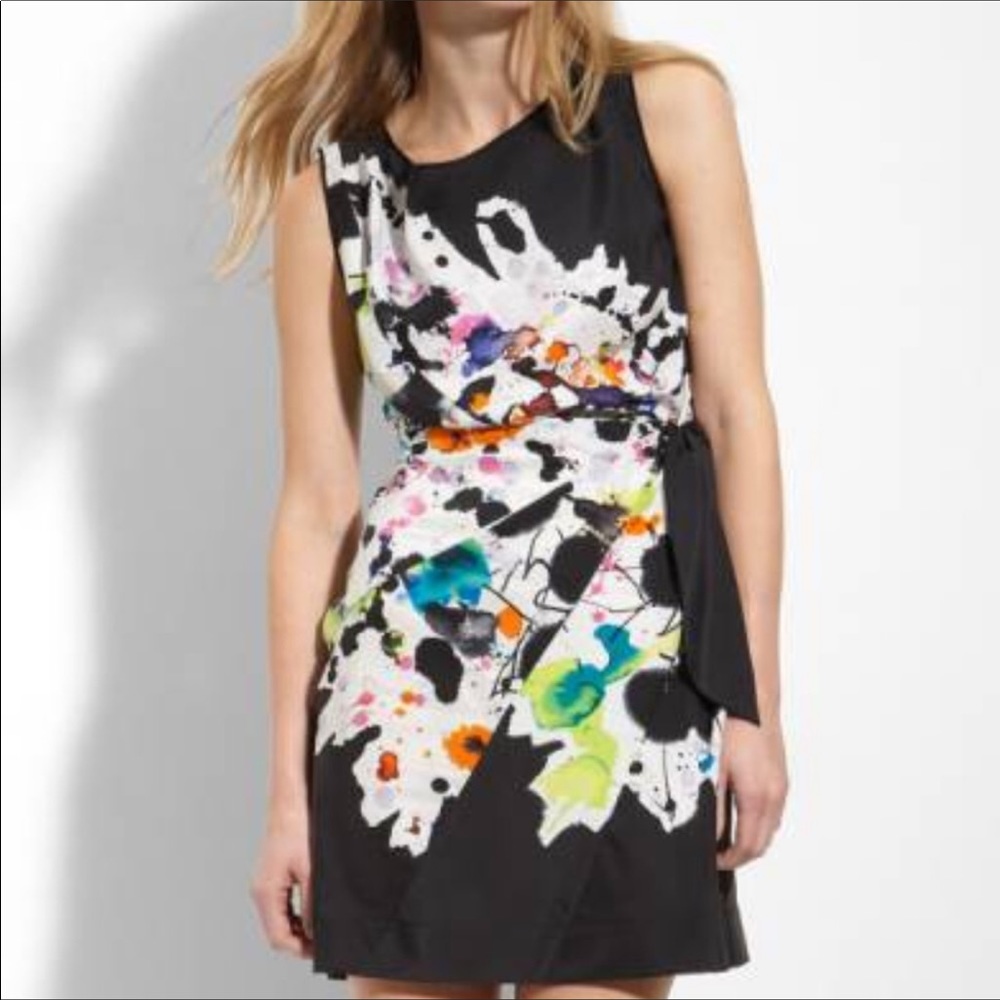 {Diane Von Furstenburg} Black Paint-Bomb Tella Silk Dress
